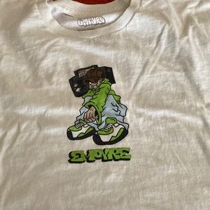 Empyre White Tee with Green and Blue Graphic